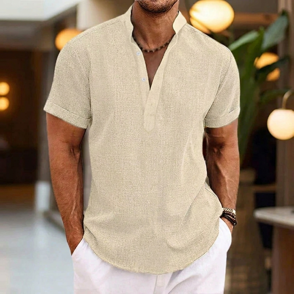 Classic Men's Shirt with V-Neck