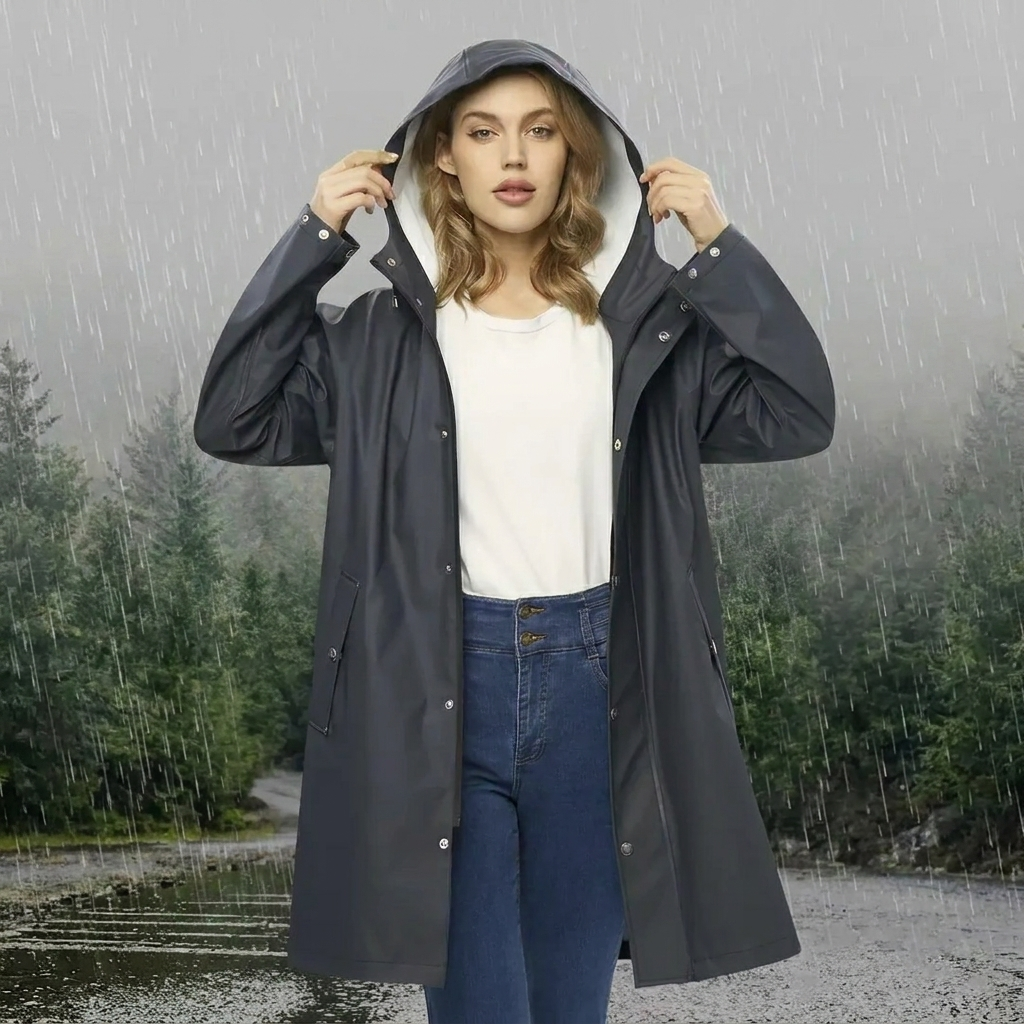 Fashionable Rain Jacket for Women with Hood