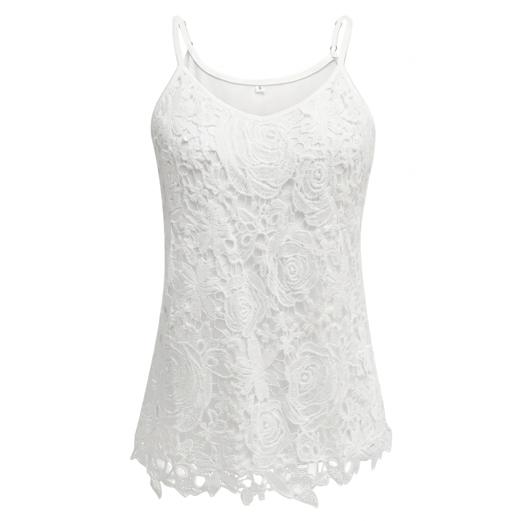 Ladies Lace Tank Top with V-Neck