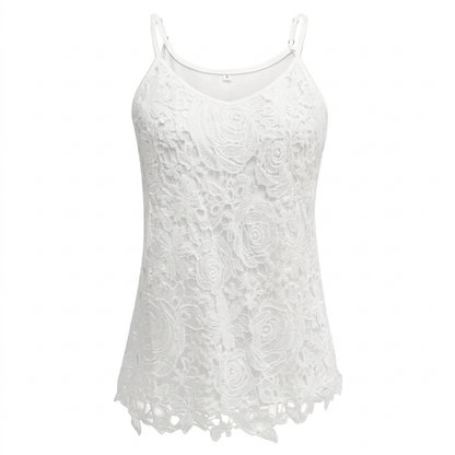 Ladies Lace Tank Top with V-Neck