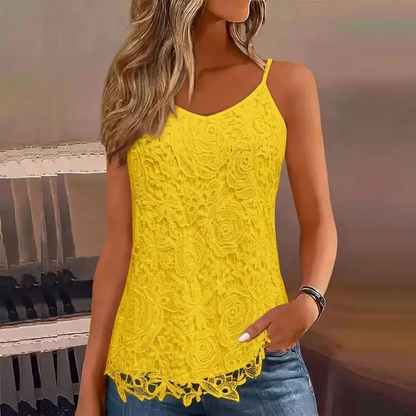 Ladies Lace Tank Top with V-Neck