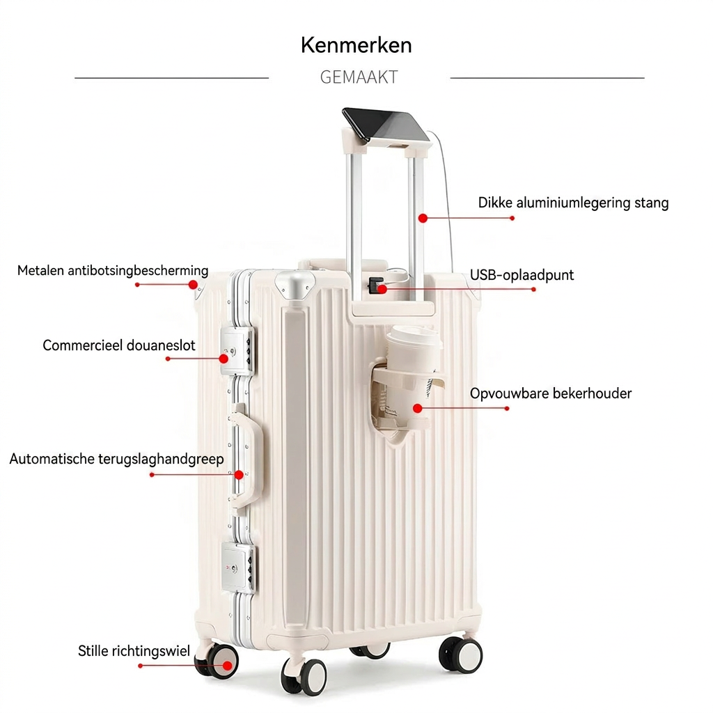 Valiză de călătorie rezistentă din aluminiu – încuietoare TSA – valiză Tallinn