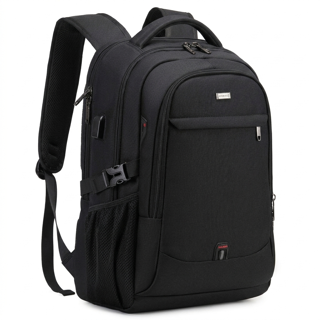 Zaino impermeabile per laptop e viaggi con scomparti organizzati.