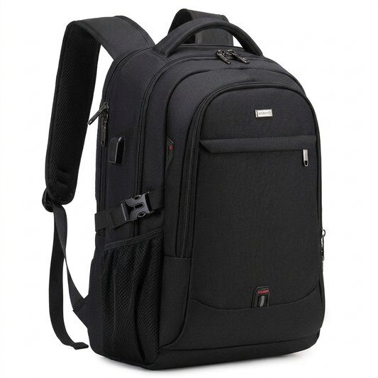 Mochila impermeável para portátil e viagens, com compartimentos organizados.