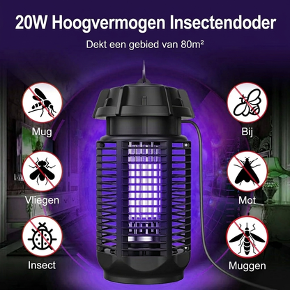 Electric Insect Killer with 20W UV Light and 4200V Mains Voltage, IPX4 Waterproof