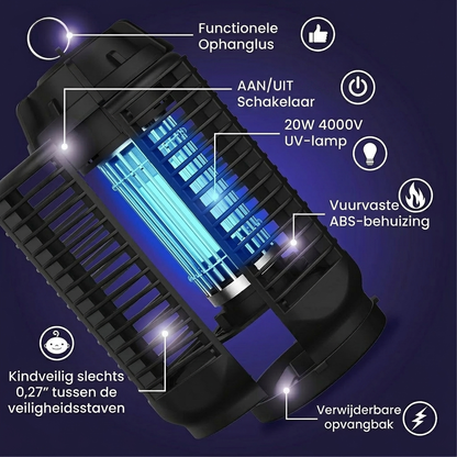 Electric Insect Killer with 20W UV Light and 4200V Mains Voltage, IPX4 Waterproof