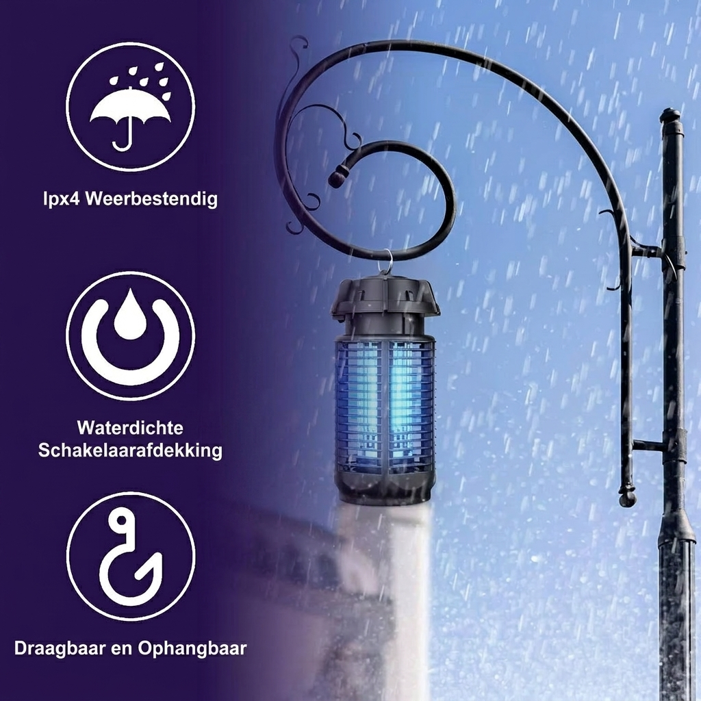Electric Insect Killer with 20W UV Light and 4200V Mains Voltage, IPX4 Waterproof
