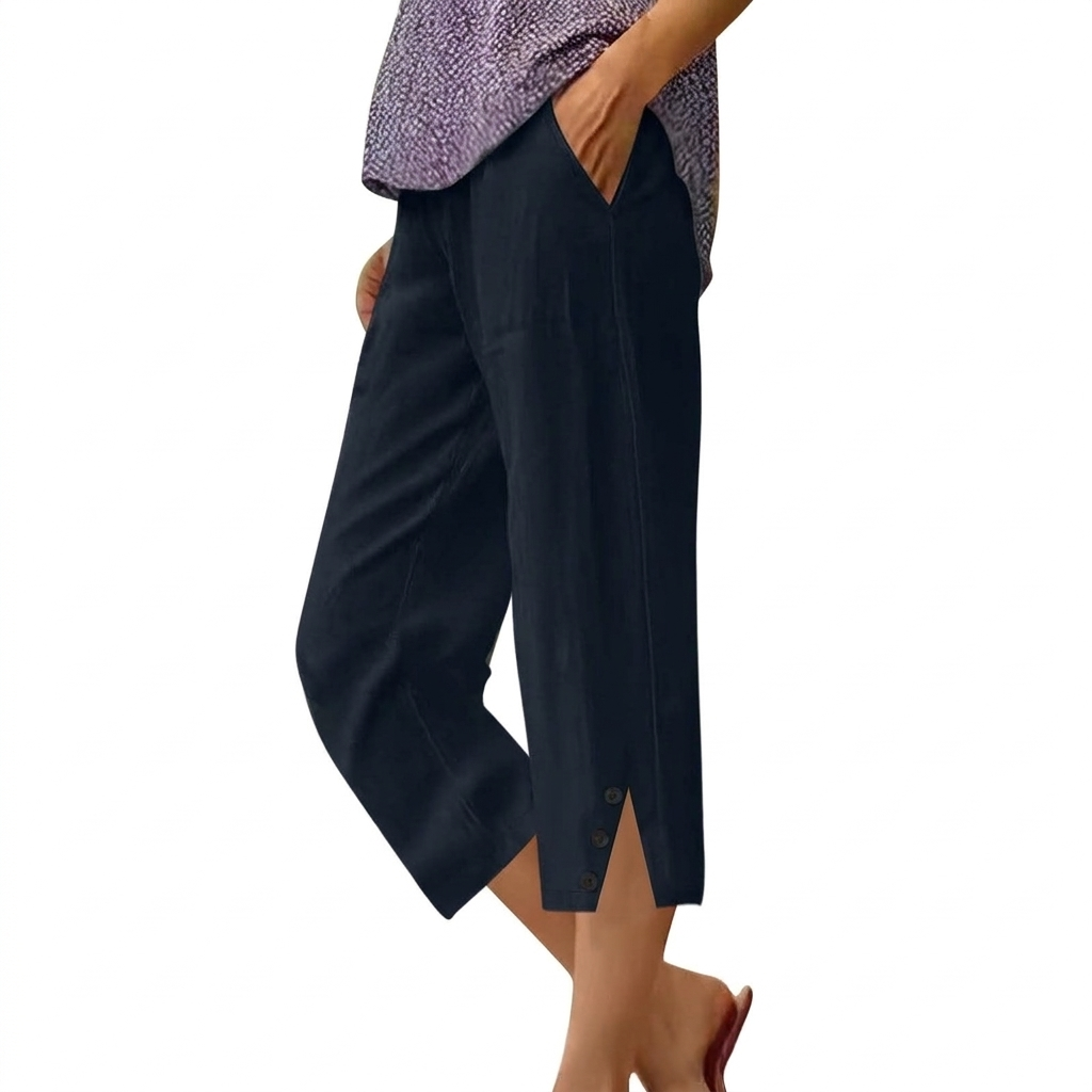 High Waist Women's Loose Fit Casual Trousers with Pockets