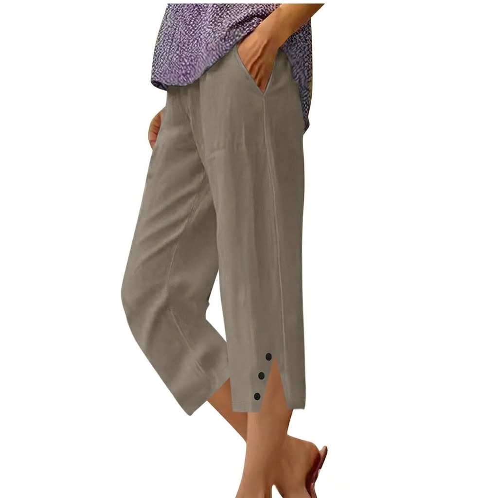 High Waist Women's Loose Fit Casual Trousers with Pockets
