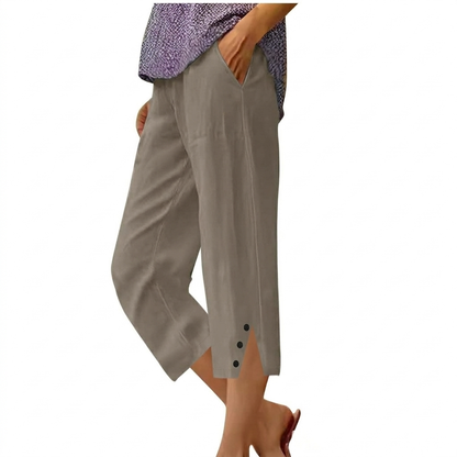 High Waist Women's Loose Fit Casual Trousers with Pockets