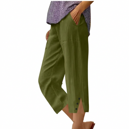 High Waist Women's Loose Fit Casual Trousers with Pockets