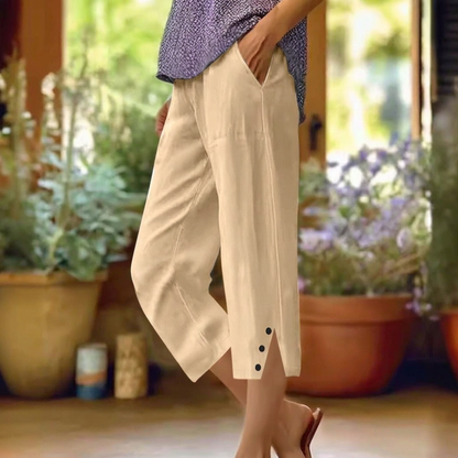 High Waist Women's Loose Fit Casual Trousers with Pockets