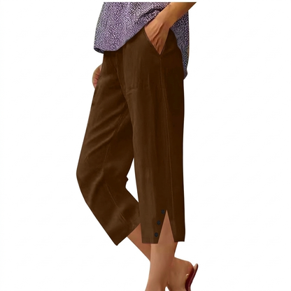 High Waist Women's Loose Fit Casual Trousers with Pockets