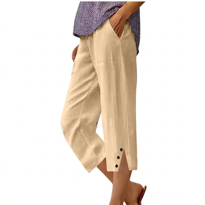 High Waist Women's Loose Fit Casual Trousers with Pockets