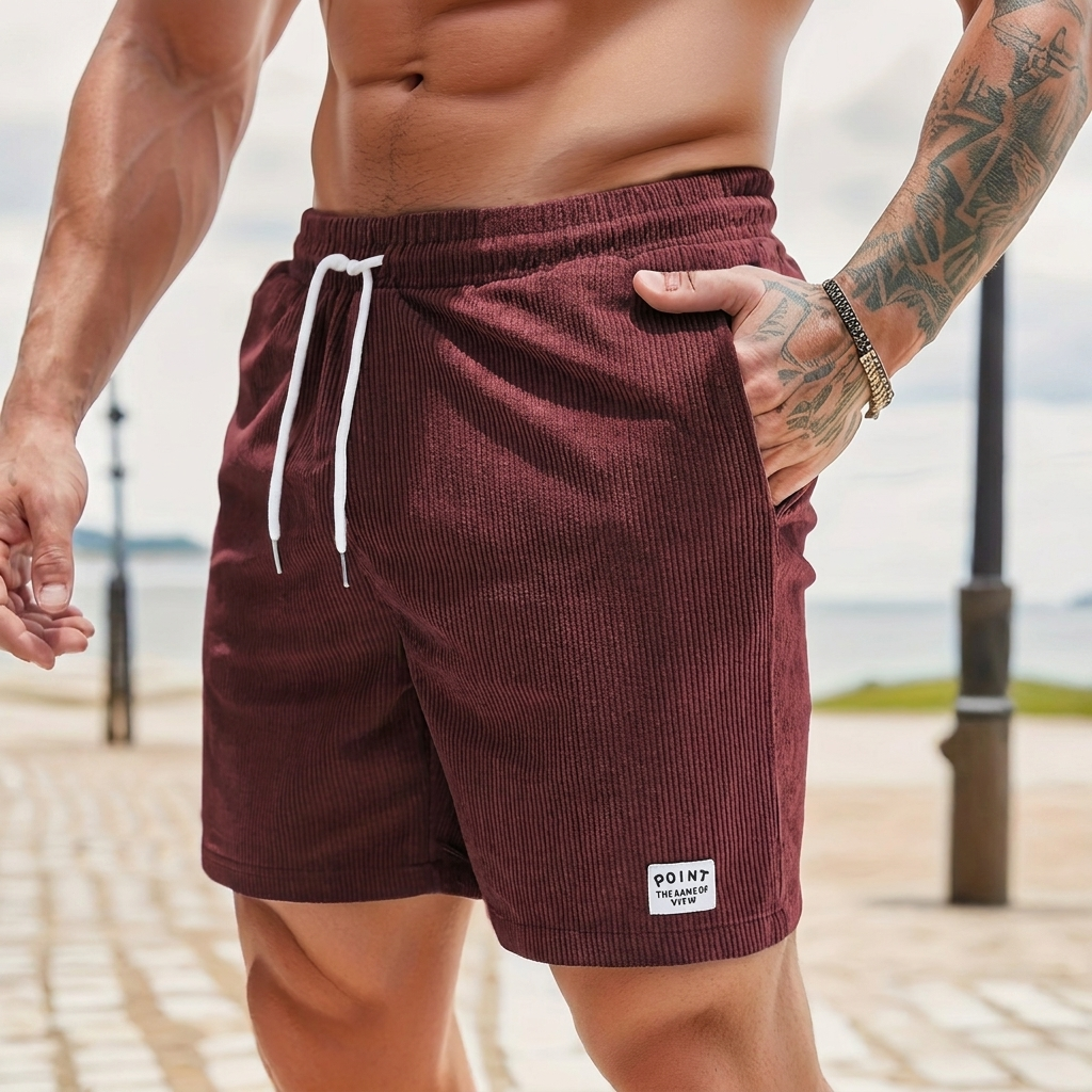Men's Short Trousers with Laces and Cord from Corduroy