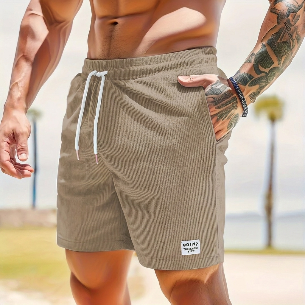Men's Short Trousers with Laces and Cord from Corduroy