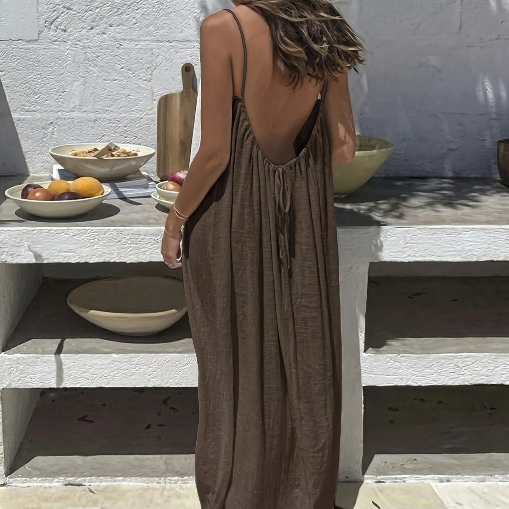 Women’s Backless Loose Fit Long Home Dress