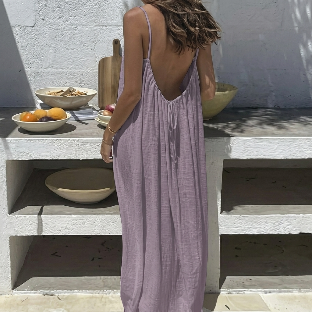 Women’s Backless Loose Fit Long Home Dress