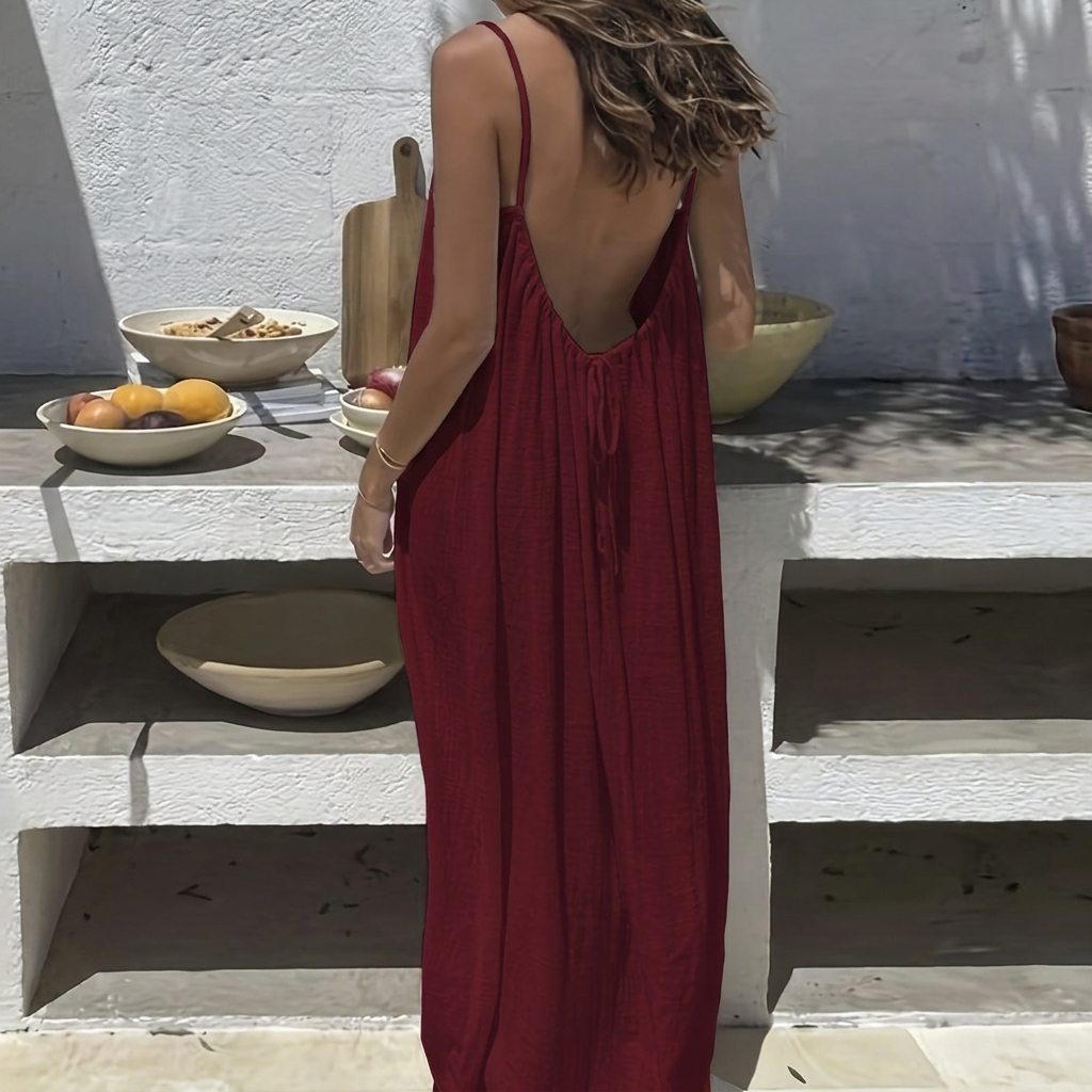 Women’s Backless Loose Fit Long Home Dress