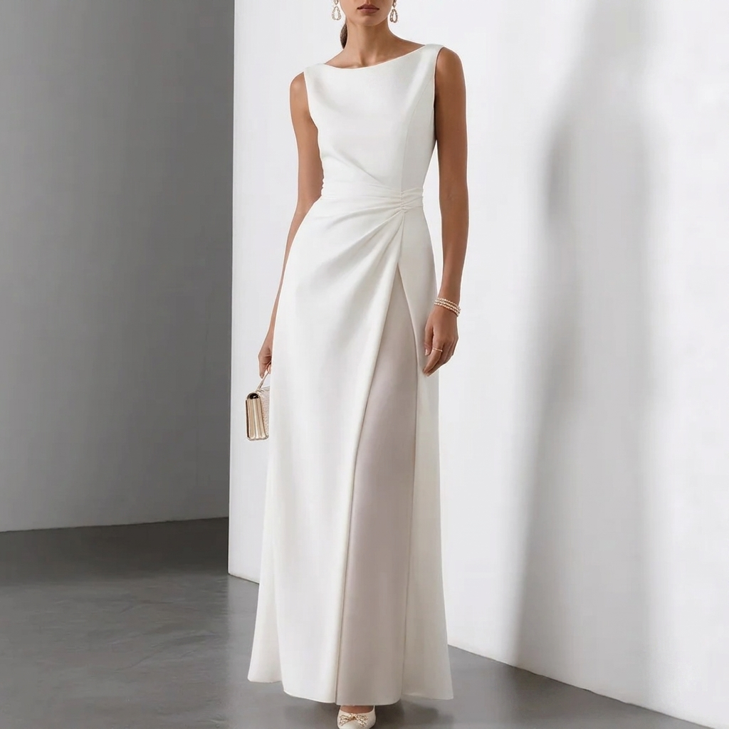 Abito lungo elegante plissettato da donna