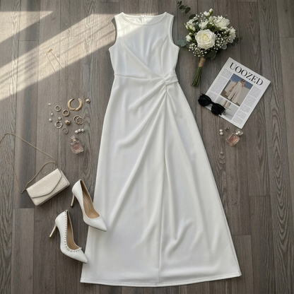 Abito lungo elegante plissettato da donna