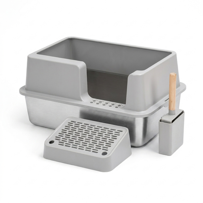 Large Fully Enclosed Cat Litter Box Made of Stainless Steel