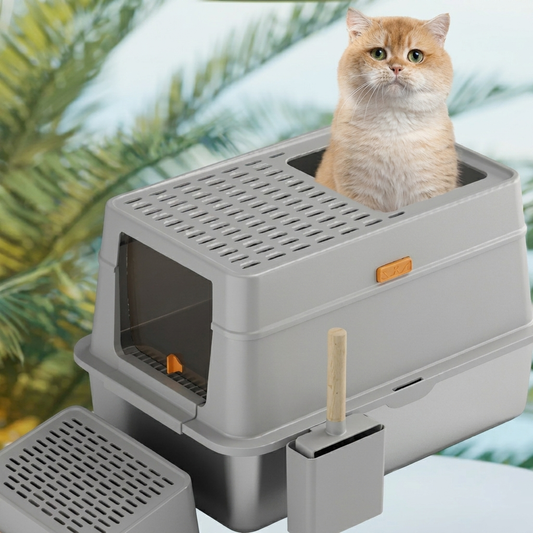 Large Fully Enclosed Cat Litter Box Made of Stainless Steel
