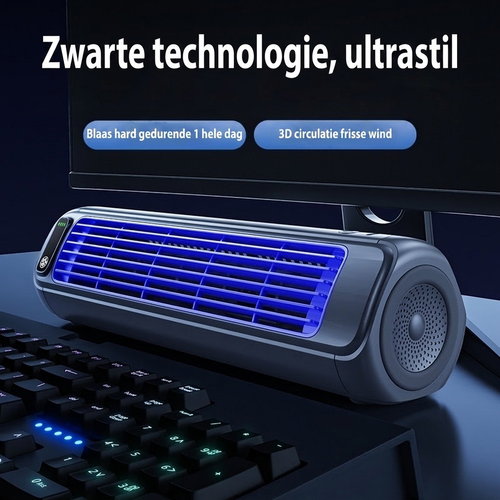 Ventilatore USB portatile silenzioso con elevato flusso d'aria e batteria da 2000mAh