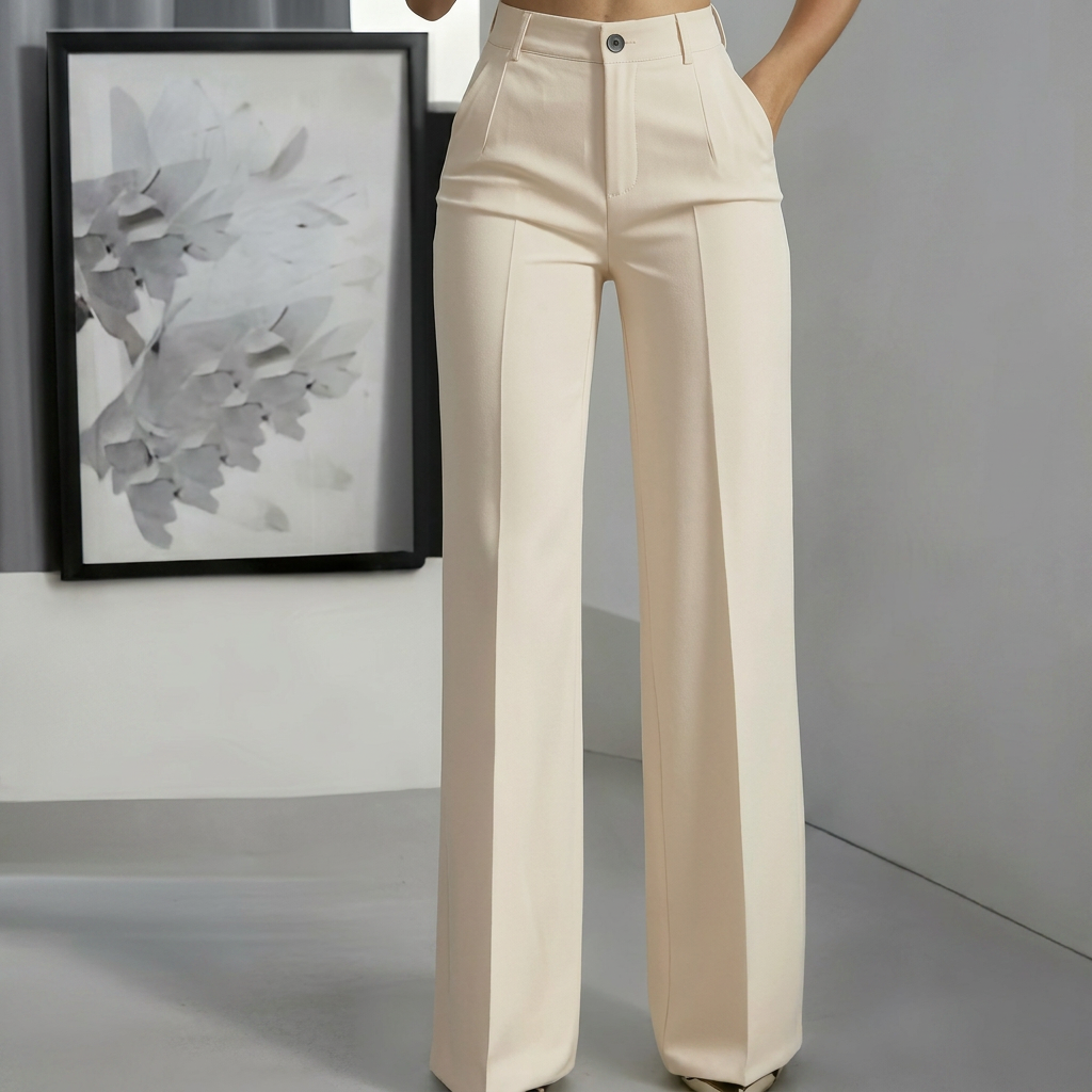 White Minimalist Ladies' Trousers