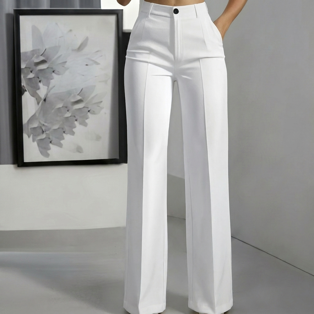 White Minimalist Ladies' Trousers