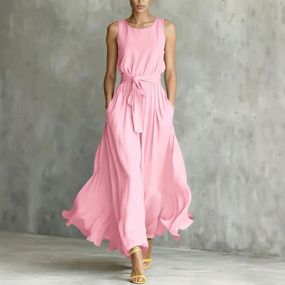Abito lungo elegante da donna con chiusura a lacci