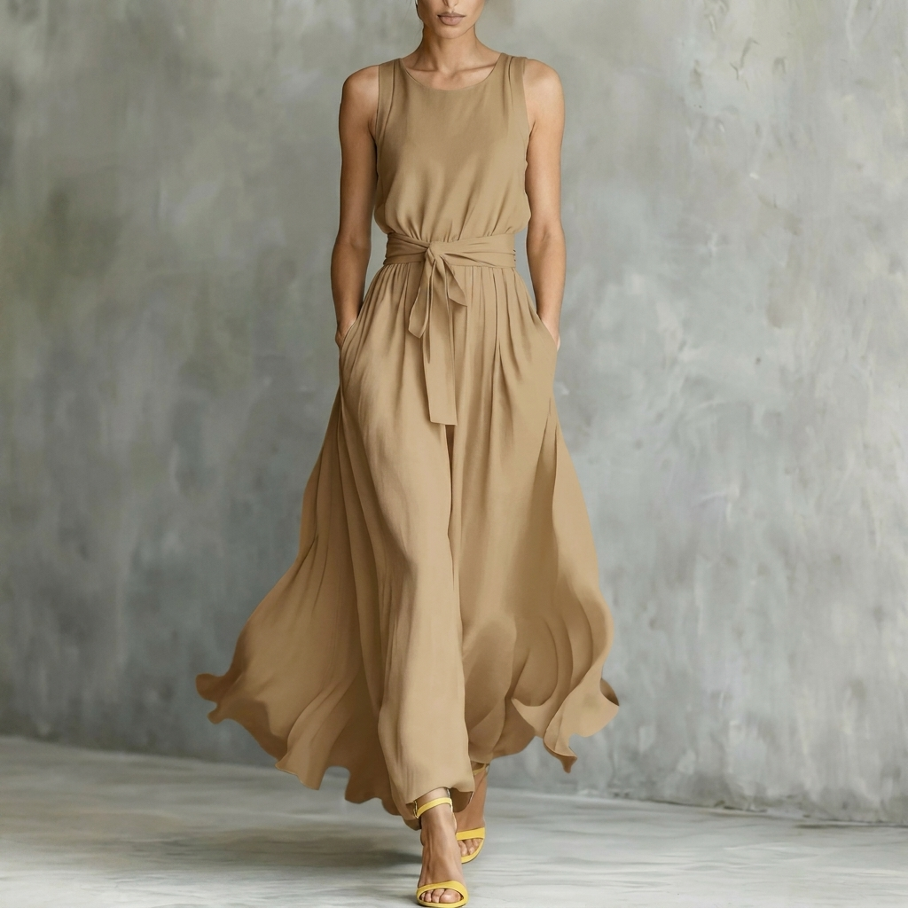 Abito lungo elegante da donna con chiusura a lacci
