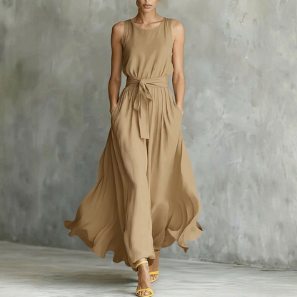 Abito lungo elegante da donna con chiusura a lacci