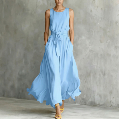 Abito lungo elegante da donna con chiusura a lacci