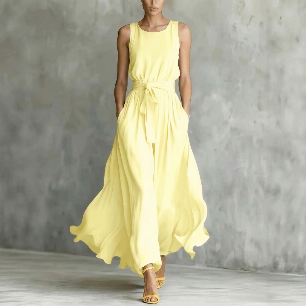 Abito lungo elegante da donna con chiusura a lacci