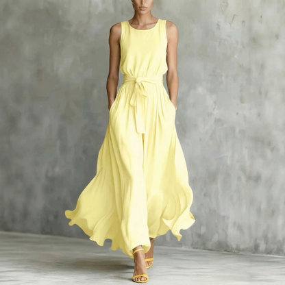 Abito lungo elegante da donna con chiusura a lacci