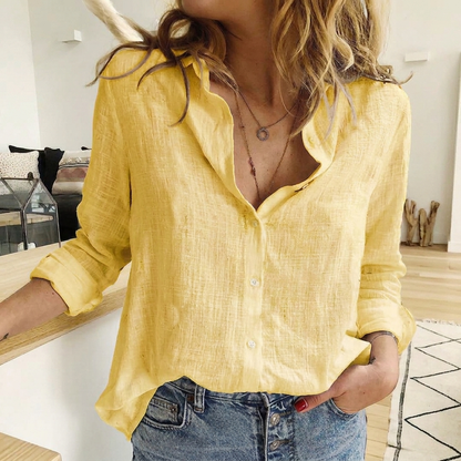 Ladies Plain Blouse with Classic Collar and Comfortable Fit