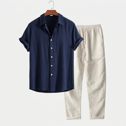 Men's Leisure Suit Short Sleeve Shirt Trousers