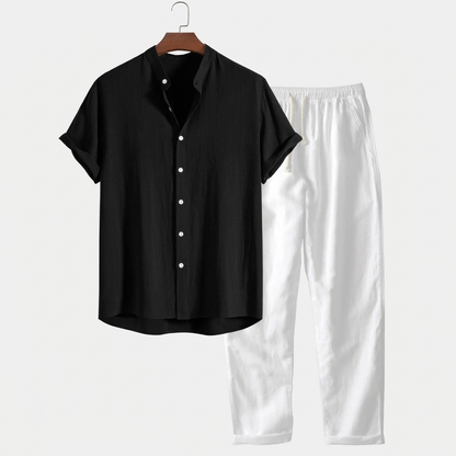 Men's Leisure Suit Short Sleeve Shirt Trousers