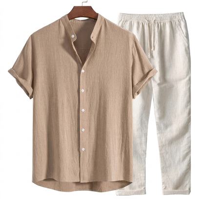 Men's Leisure Suit Short Sleeve Shirt Trousers