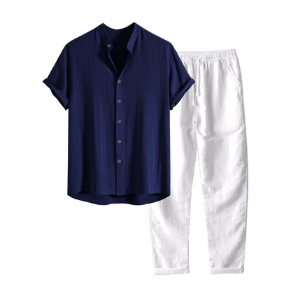 Men's Leisure Suit Short Sleeve Shirt Trousers