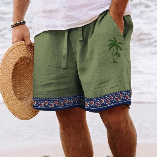 Pantalones cortos casuales para hombre con cordón y bolsillos, ideales para el verano y la playa.