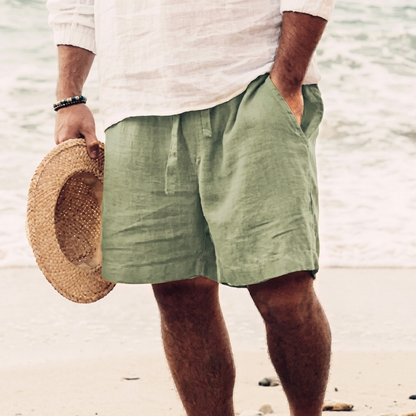 Pantaloncini casual da uomo con coulisse e tasche, adatti per l'estate e la spiaggia.