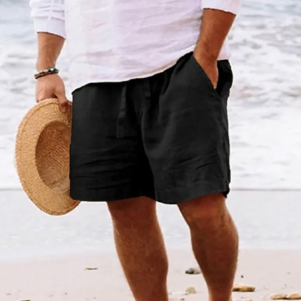 Pantaloncini casual da uomo con coulisse e tasche, adatti per l'estate e la spiaggia.