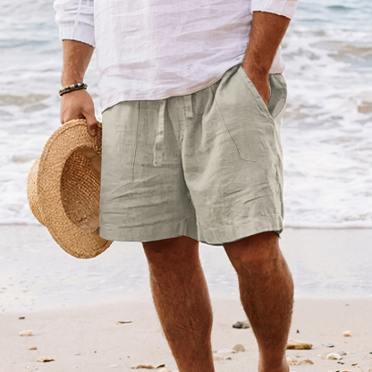 Pantaloncini casual da uomo con coulisse e tasche, adatti per l'estate e la spiaggia.
