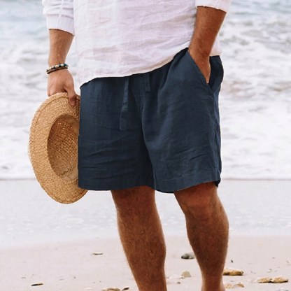 Pantaloncini casual da uomo con coulisse e tasche, adatti per l'estate e la spiaggia.