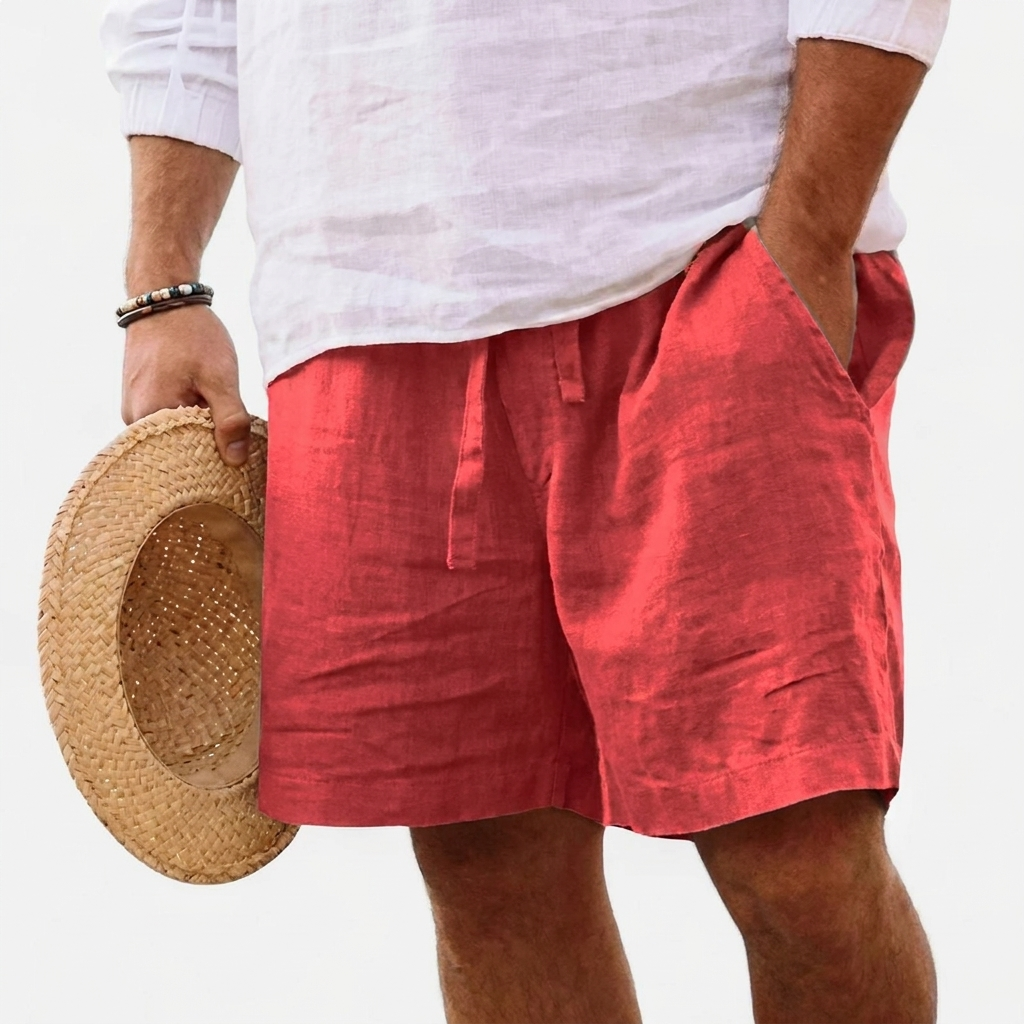 Pantaloncini casual da uomo con coulisse e tasche, adatti per l'estate e la spiaggia.