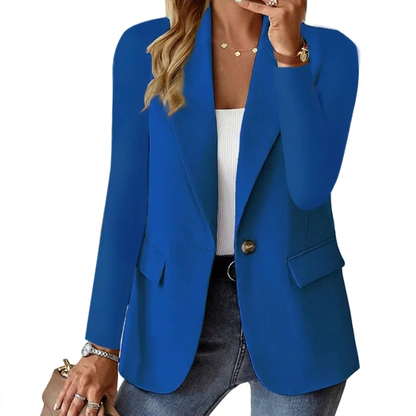 Ladies Blazer with Lapel Collar, Button Closure, and Long Sleeves