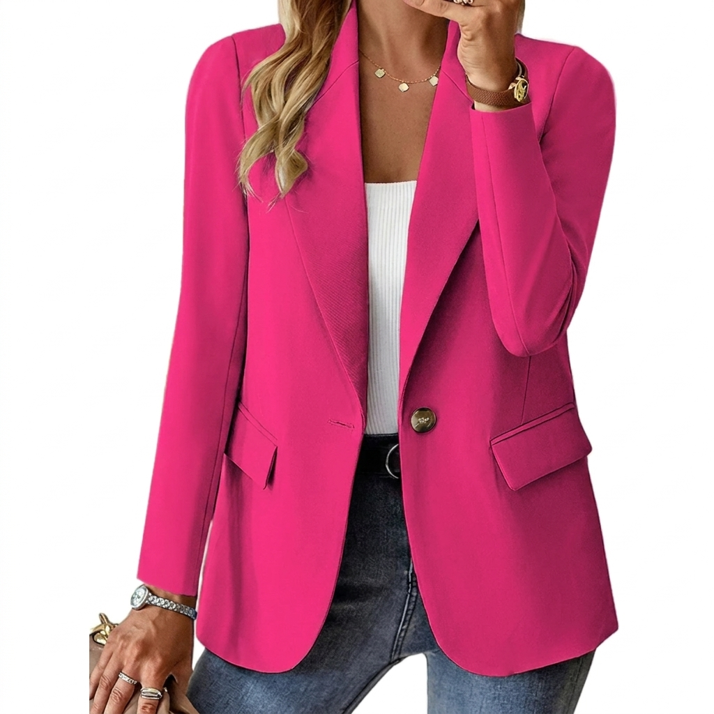 Ladies Blazer with Lapel Collar, Button Closure, and Long Sleeves