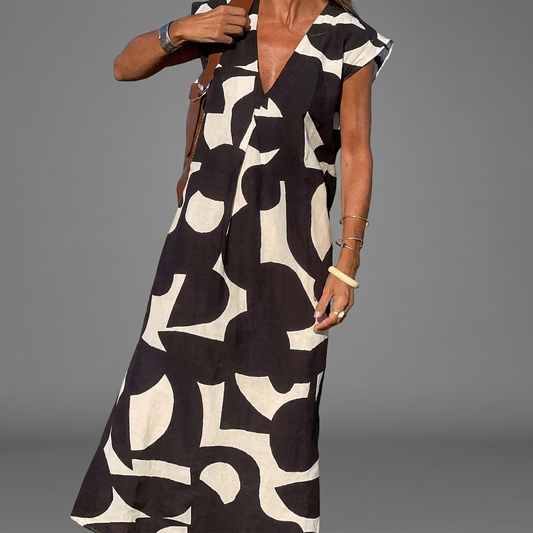 Vestido elegante para mujer con escote en V y cintura suelta